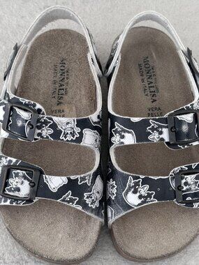 Monnalisa Italy Girls Sandals Size 10 Black Printed Buckle